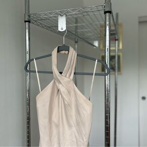 BHLDN champagne satin dress